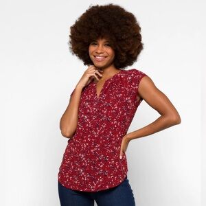 NWT 41 Hawthorn Petite Women’s Morey Cap Sleeve Split Neck Blouse PM